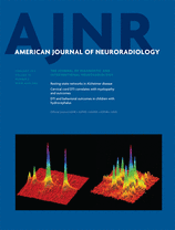 blue cover of the American Journal of Neuroradiology with brightly colored imaging of nerves